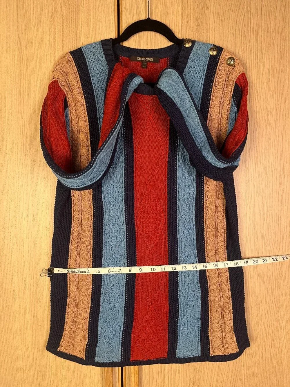 Roberto Cavalli Striped Cable Knit Sweater Made in Italy